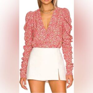 NEW AFRM puff sleeve floral body suit